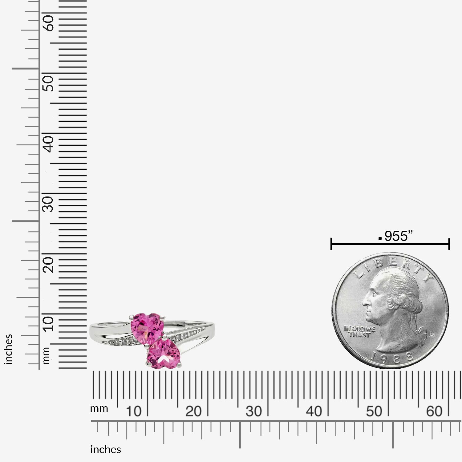 Womens Diamond Accent Lab Created Pink Sapphire Sterling Silver Side Stone Cocktail Ring