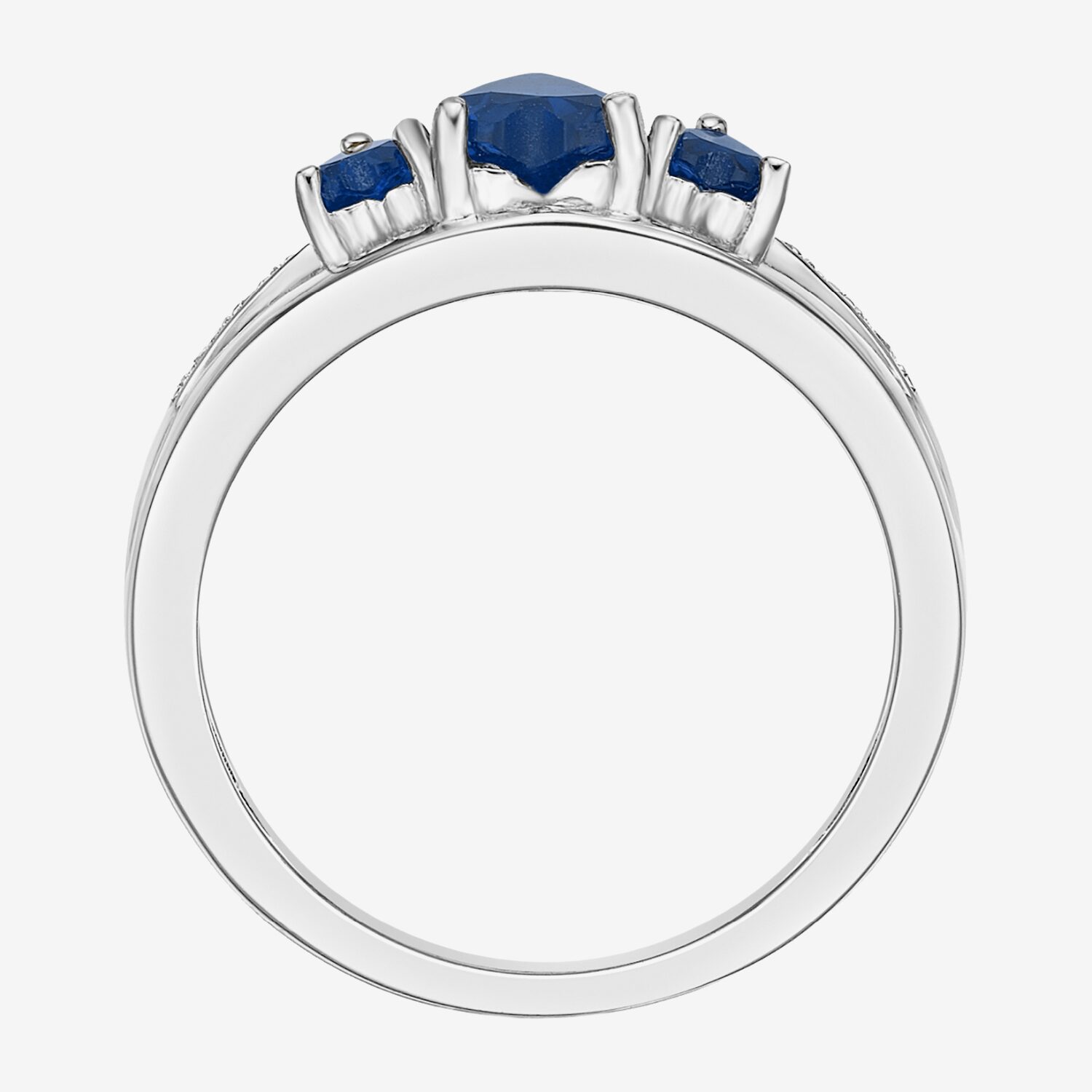 Womens Diamond Accent Lab Created Sapphire Sterling Silver -Stone Side Stone Cocktail Ring
