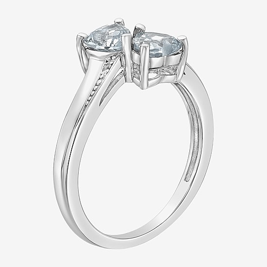 Womens Diamond Accent Genuine White Topaz Sterling Silver Side Stone Cocktail Ring