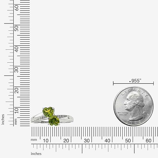Womens Diamond Accent Genuine Green Peridot Sterling Silver Side Stone Cocktail Ring