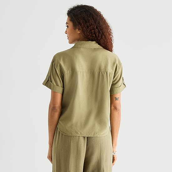 a.n.a Womens Short Sleeve Blouse
