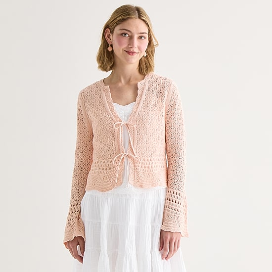 a.n.a Womens V Neck Long Sleeve Tie Cardigan