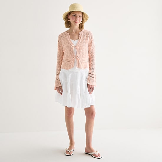 a.n.a Womens V Neck Long Sleeve Tie Cardigan