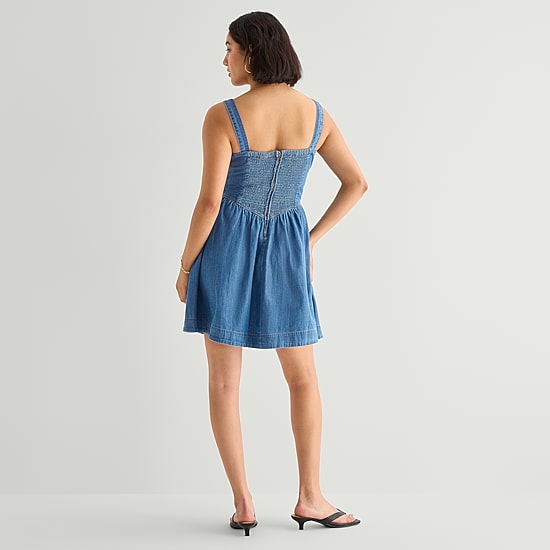 a.n.a Womens Sleeveless Square Neck Drop Waist Dress