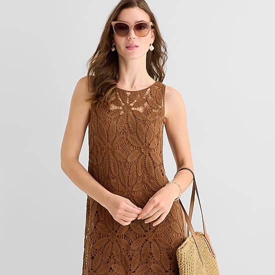 a.n.a Womens Crew Neck Sleeveless A-Line Dress
