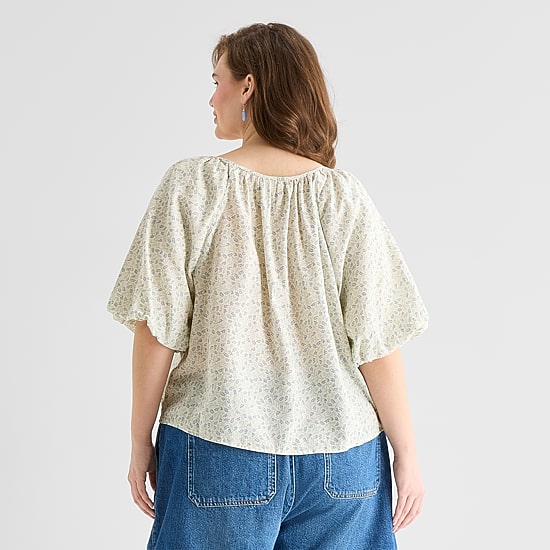 A.N.A Womens Plus Round Neck Short Sleeve Blouse