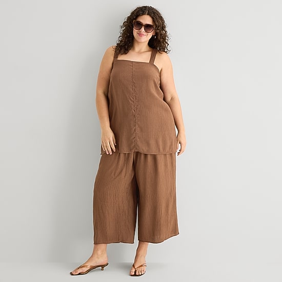 A.N.A Plus Womens Square Neck Sleeveless Tunic Top