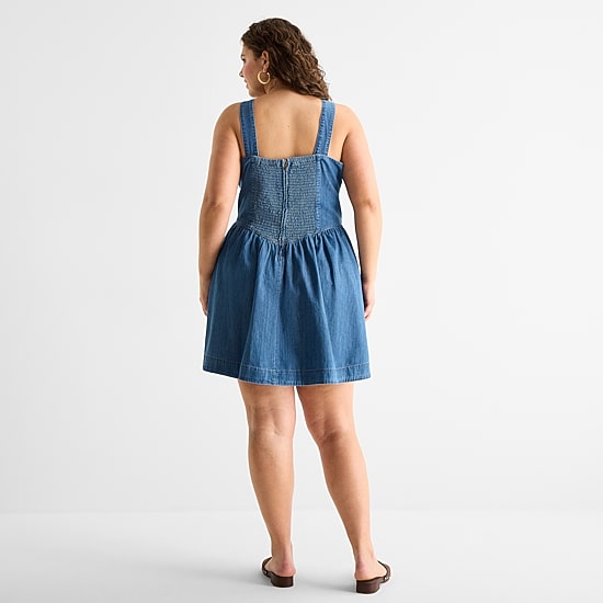 a.n.a Womens Plus Sleeveless Square Neck Drop Waist Dress