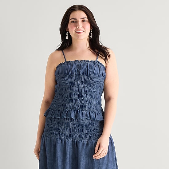 A.N.A Womens Plus Square Neck Sleeveless Tank Top