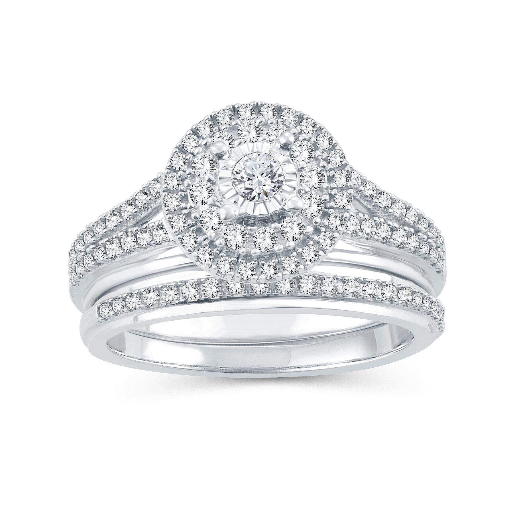 Womens 1/2 CT. T.W. Natural Diamond 10K Gold Round Bridal Set