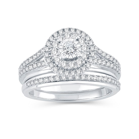 Womens 1/2 CT. T.W. Natural Diamond 10K Gold Round Bridal Set