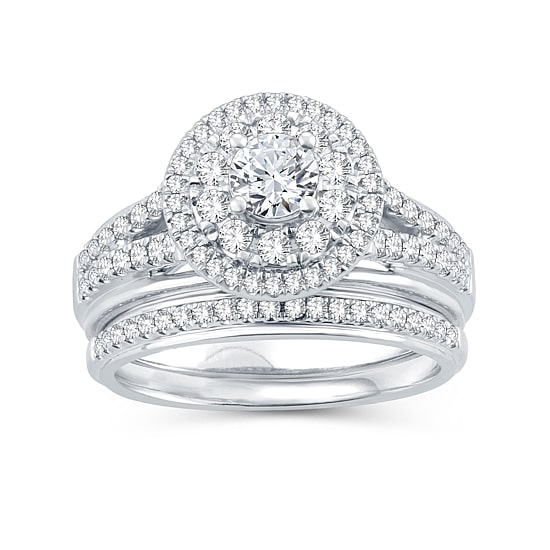 Womens 1 1/10 CT. T.W.  Natural Diamond 10K Gold Round Bridal Set