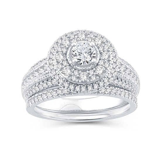 Womens 1 CT. T.W. Natural Diamond 10K Gold Round Bridal Set