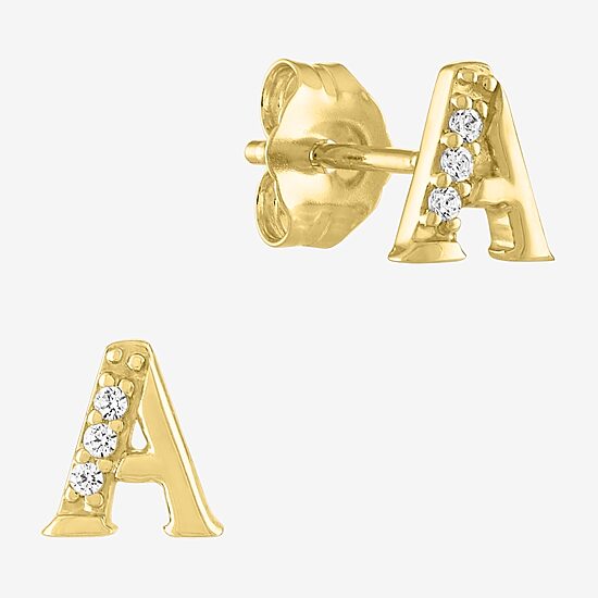 Diamond Addiction Lab-Grown (G-H / Si2-I1) Diamond Accent Initial Stud Earrings in 10K Gold