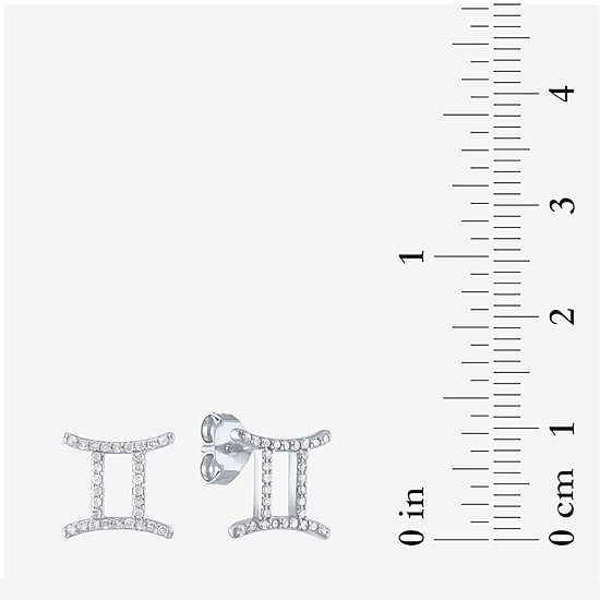Diamond Addiction Lab-Grown (G-H / SI2-I1) Diamond Zodiac Stud Earrings in Sterling Silver