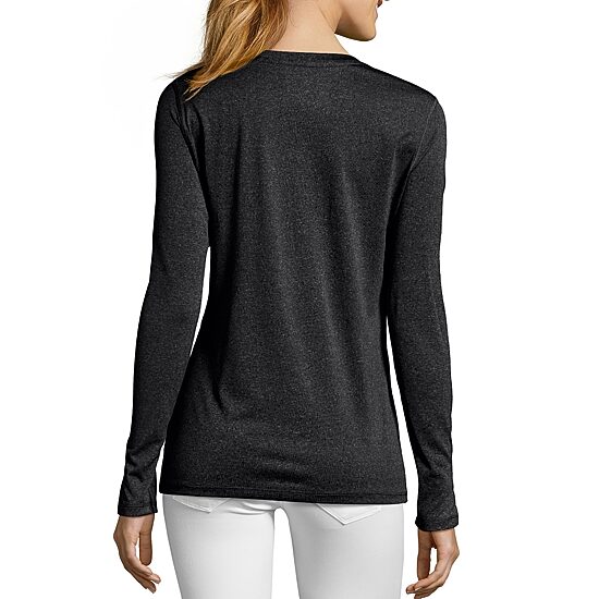 Hanes Cool-DRI Women's V-Neck Performance Long-Sleeve T-Shirt