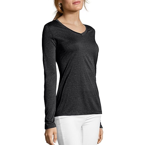 Hanes Cool-DRI Women's V-Neck Performance Long-Sleeve T-Shirt