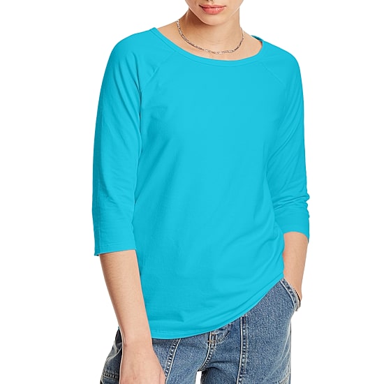 Hanes Womens Round Neck 3/4 Sleeve Active T-Shirt