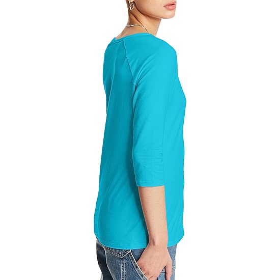 Hanes Womens Round Neck 3/4 Sleeve Active T-Shirt