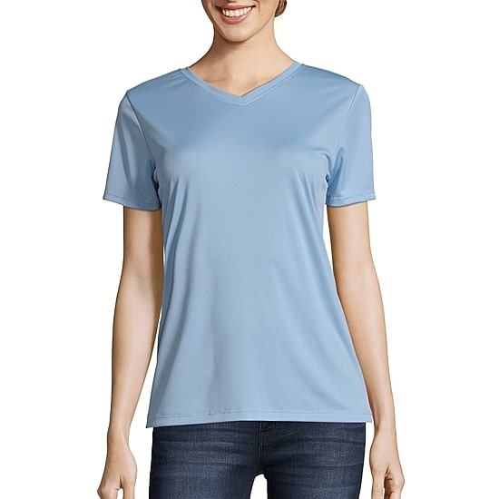 Hanes Womens Cool-DRI V Neck Short Sleeve Performance T-Shirt