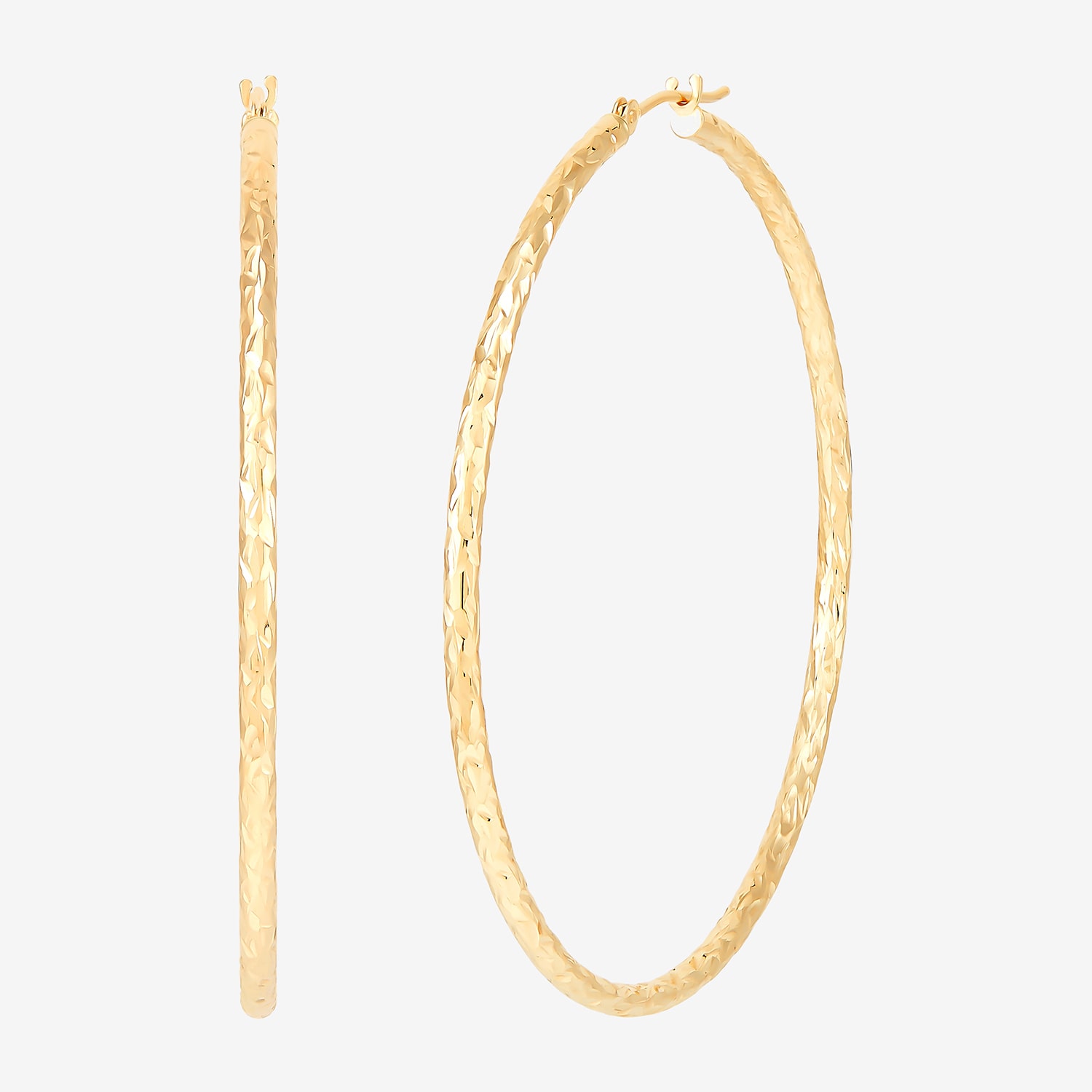 Womens 14K Gold 50mm Round Hoop Earrings