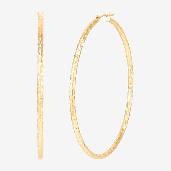 Womens 14K Gold 50mm Round Hoop Earrings