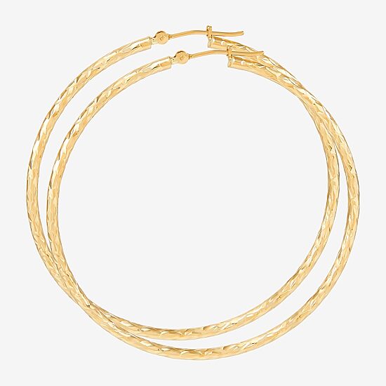 Womens 14K Gold 50mm Round Hoop Earrings