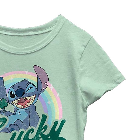 Disney Collection Little & Big Kid Girls Crew Neck Short Sleeve Regular Fit Lilo & Stitch Graphic T-Shirt