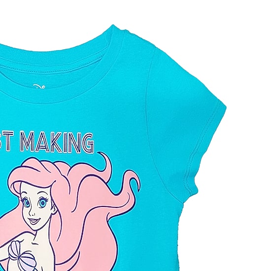 Disney Collection Little & Big Kid Girls Crew Neck Short Sleeve Regular Fit Ariel Princess The Little Mermaid Graphic T-Shirt