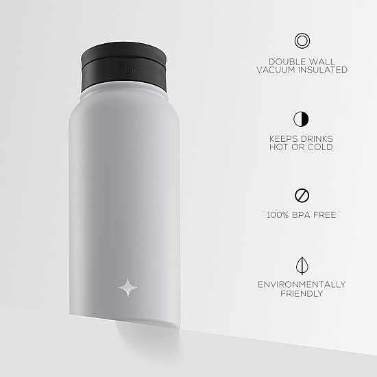 Joyjolt Insulated Water With Flip Lid & Sport Straw Lid - 32 Oz Insulated 32 Oz. Water Bottle