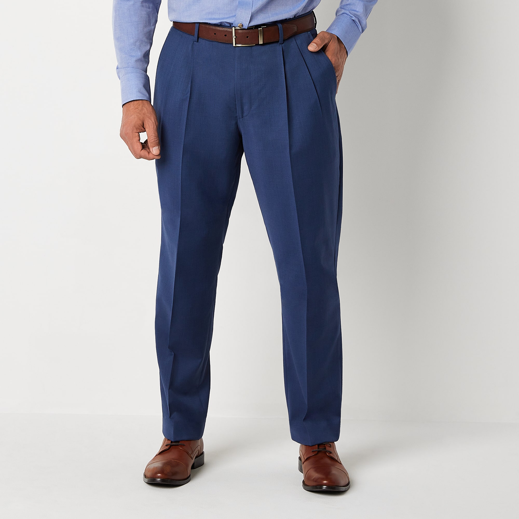 Stafford Coolmax All Season Ecomade Birdseye Signature Mens STRETCH FABRIC Classic Fit Pleated Front Suit Pant