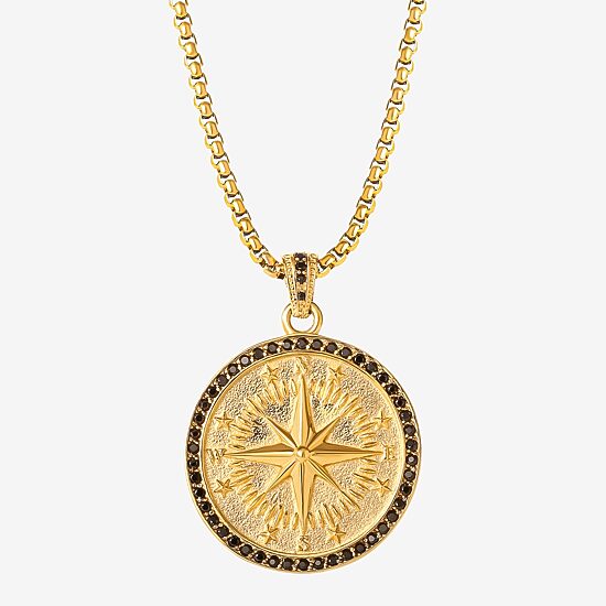 Shaquille O'Neal XLG™ Mens Lab Created Black Cubic Zirconia Stainless Steel Round 22 Inch Pendant Necklace