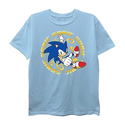 Little & Big Kid Boys Crew Neck Short Sleeve Regular Fit Sonic the Hedgehog Graphic T-Shirt, X-large (18-20), Blue