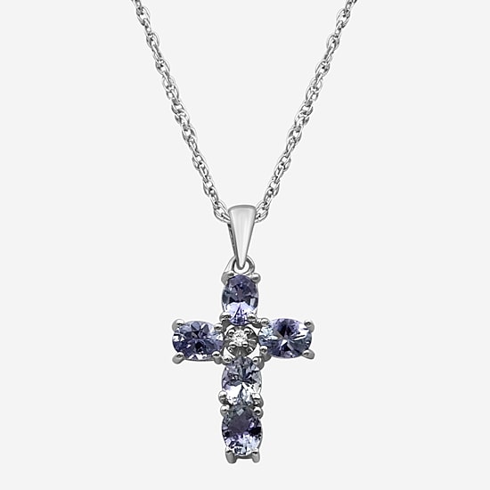 Limited Quantities! Womens Diamond Accent Genuine Blue Tanzanite Sterling Silver Oval 18 Inch Pendant Necklace