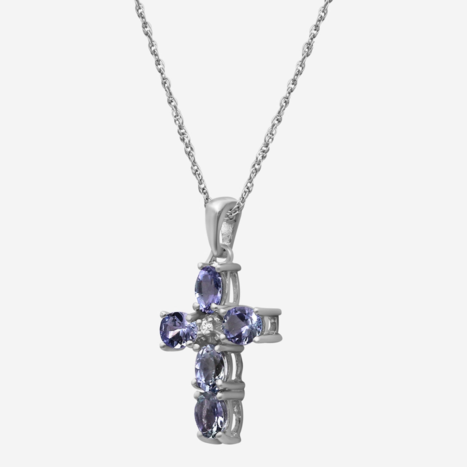 Limited Quantities! Womens Diamond Accent Genuine Blue Tanzanite Sterling Silver Oval 18 Inch Pendant Necklace