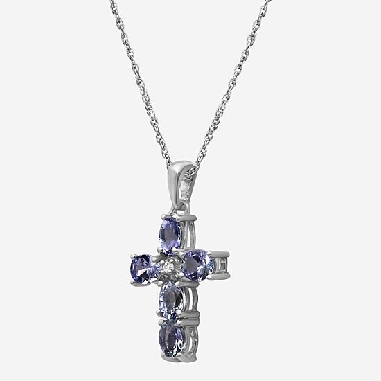 Limited Quantities! Womens Diamond Accent Genuine Blue Tanzanite Sterling Silver Oval 18 Inch Pendant Necklace