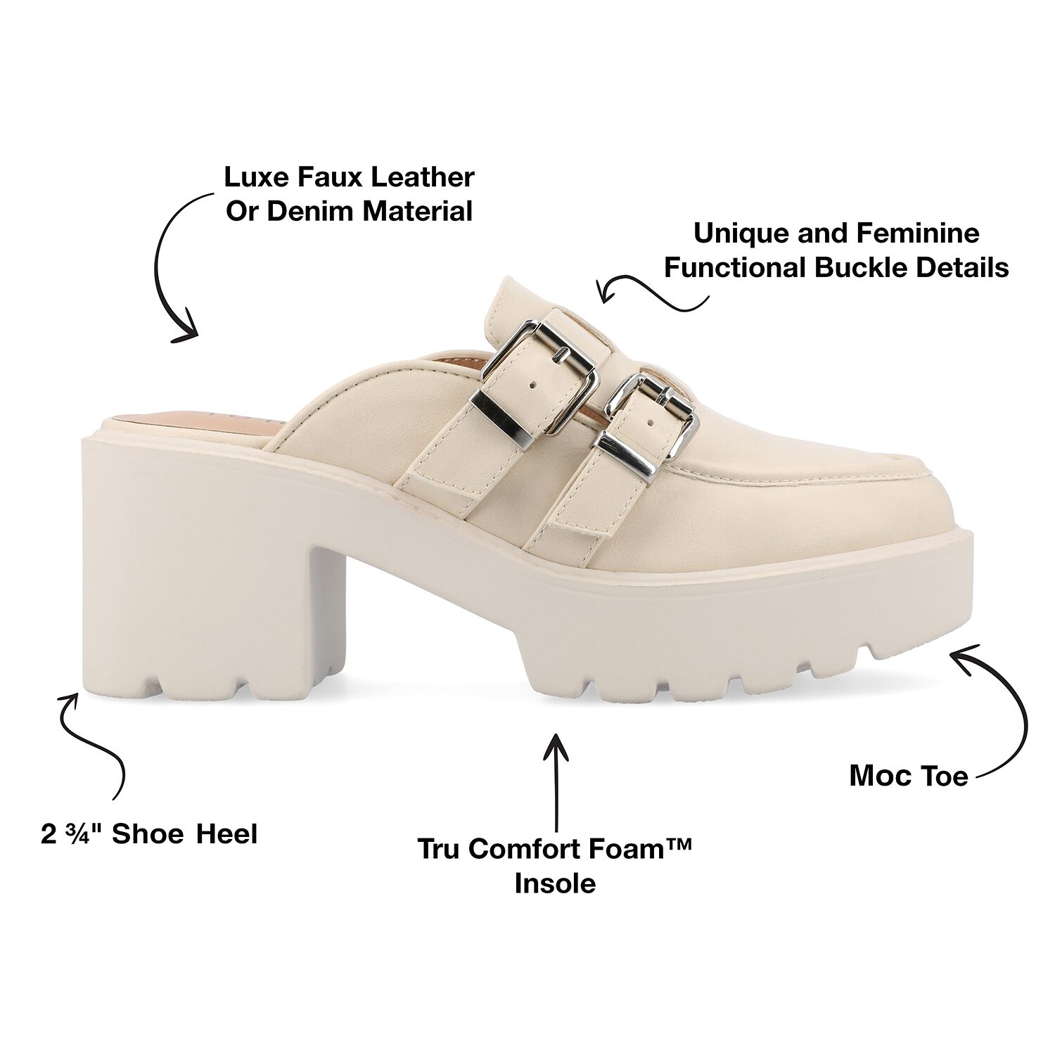 Journee Collection Brydie Womens Moc Closed Toe Block Heel Pumps
