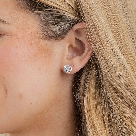 Certified 1/2 CT. T.W. Natural White Diamond 14K Gold 9.5mm Stud Earrings