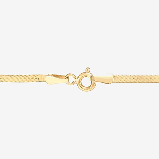 Made in Italy Womens 10K Gold 7.25 Inch Solid Herringbone Chain Bracelet