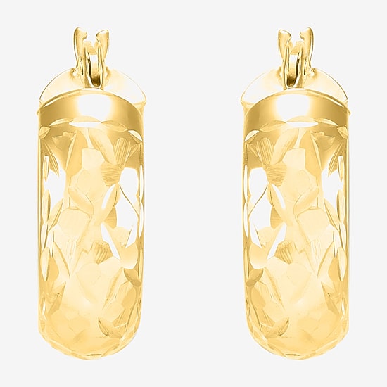 Womens 10K Gold 15mm Round Hoop Earrings