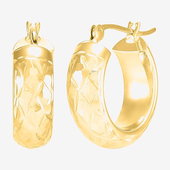 Womens 10K Gold 15mm Round Hoop Earrings