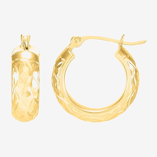 Womens 10K Gold 15mm Round Hoop Earrings