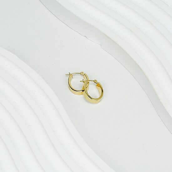Womens 10K Gold 15mm Oval Hoop Earrings