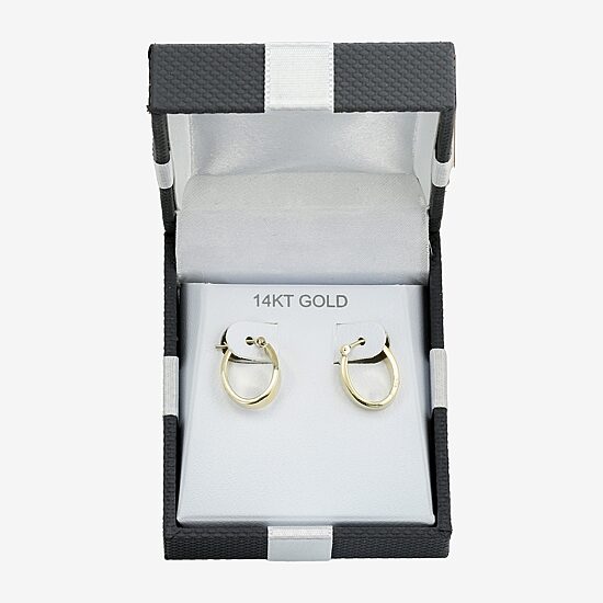 Womens 10K Gold 15mm Oval Hoop Earrings