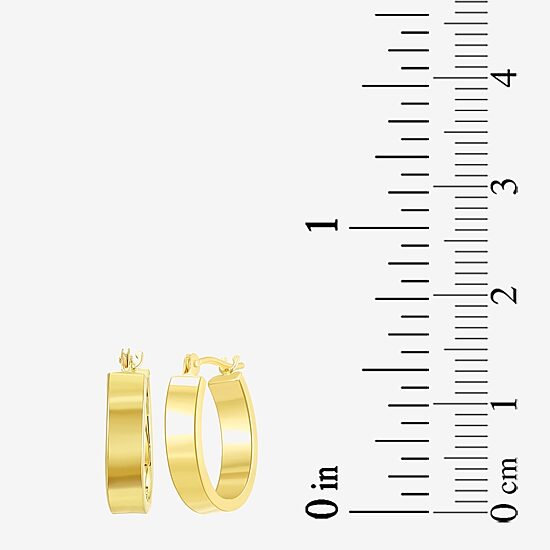 Womens 10K Gold 15mm Oval Hoop Earrings