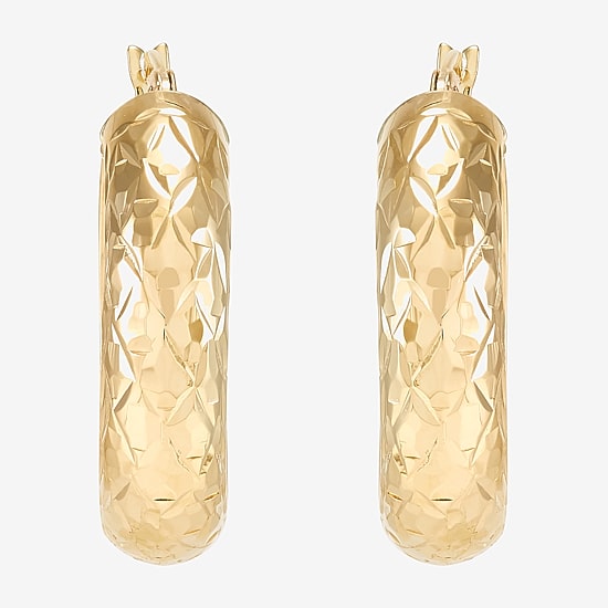 Womens 10K Gold 20mm Circle Round Hoop Earrings