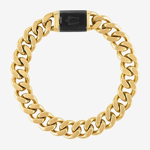 Bulova Mens Stainless Steel 8 1/2 Inch Solid Curb Chain Bracelet, One Size