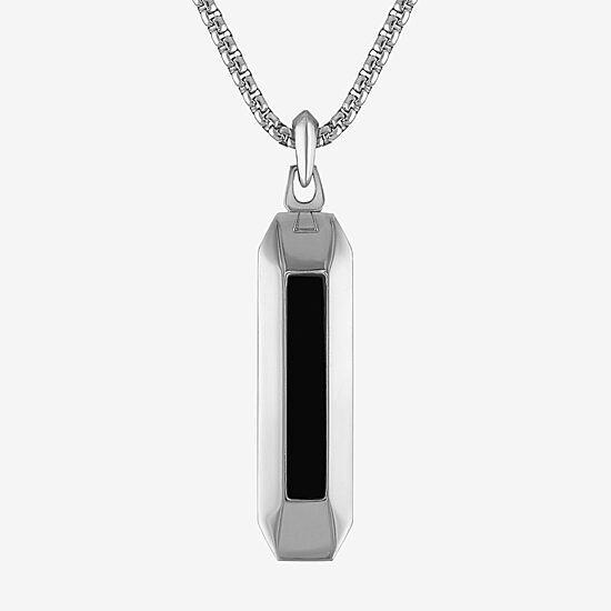 Bulova Mens Stainless Steel 24 Inch Pendant Necklace