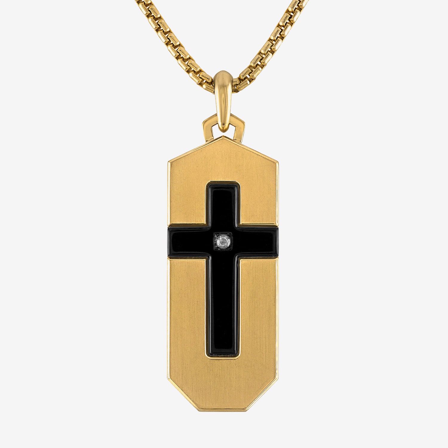Bulova Mens Diamond Accent Natural White Diamond Accent Stainless Steel Cross Dog Tag 24 Inch Pendant Necklace