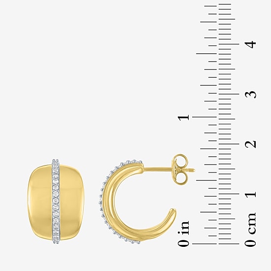 Diamond Addiction (G-H, I1-I2) Womens 1/4 CT. T.W. Lab Grown White Diamond 14K Gold Over Silver Sterling Silver 16.7mm Hoop Earrings